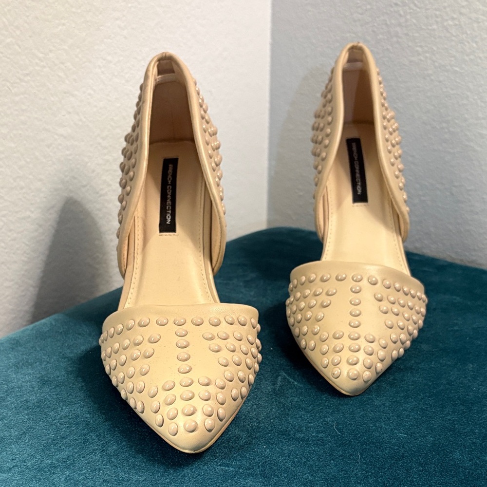 French Connection Beige Studded Heels